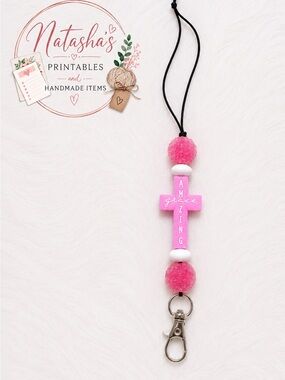 Pink 'Amazing Grace' Cross Car Freshie Hanger